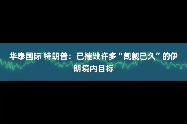 华泰国际 特朗普：已摧毁许多“觊觎已久”的伊朗境内目标