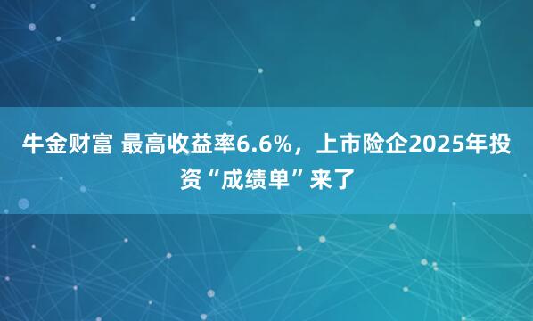 牛金财富 最高收益率6.6%，上市险企2025年投资“成绩单”来了