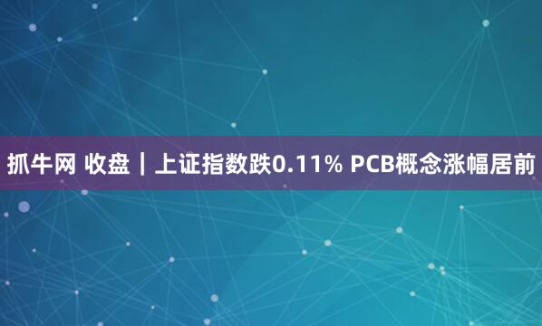 抓牛网 收盘｜上证指数跌0.11% PCB概念涨幅居前