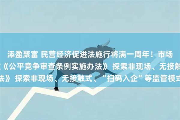 添盈聚富 民营经济促进法施行将满一周年！市场监管总局：将加快修改《公平竞争审查条例实施办法》 探索非现场、无接触式、“扫码入企”等监管模式