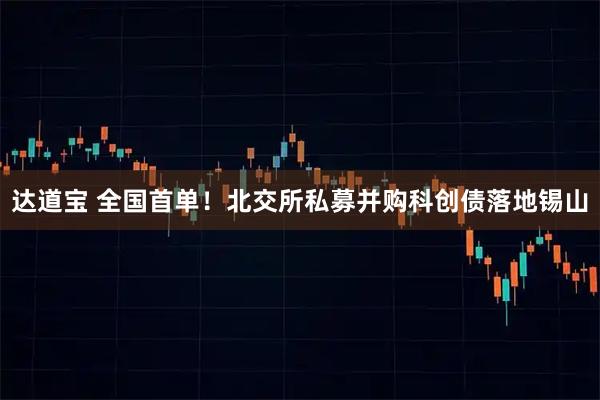 达道宝 全国首单！北交所私募并购科创债落地锡山